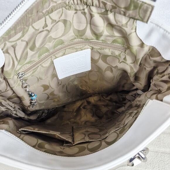 Limited Coach White Leather Multicolor Polka Dot Tote Bag 12676 Shoulder Purse - Picture 6 of 13